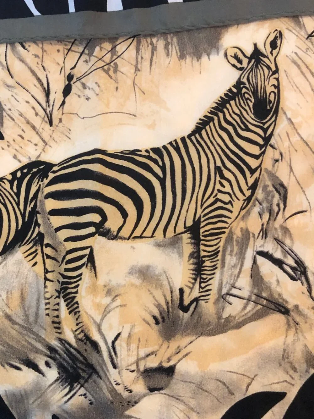 Vintage 1990s Adrienne Vittadini Safari Wildlife Scarf Zebra 52 x 11
